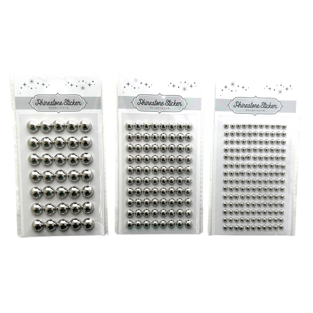 ラインストーンシール 半球 メタリックシルバー LSS-124